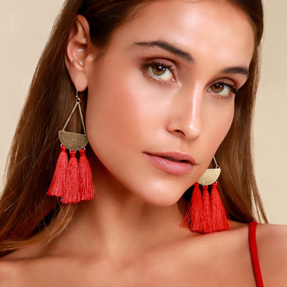 Lulus Arriba Red Tassel Earrings